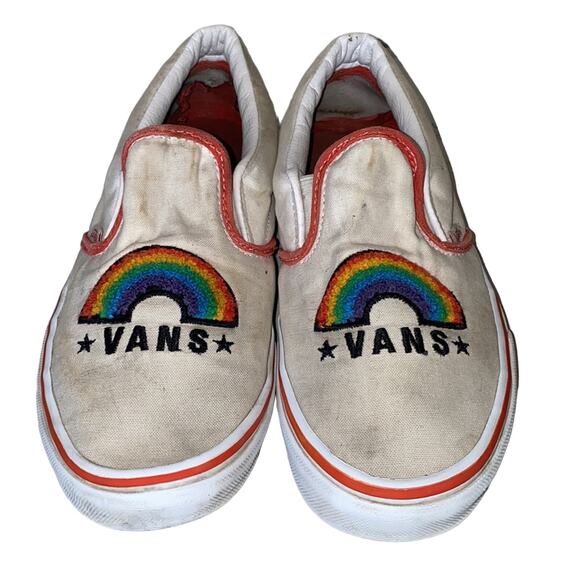 Vans Embroidered Rainbow Slip On Sneakers Unisex Juniors 6.5 - Picture 3 of 11